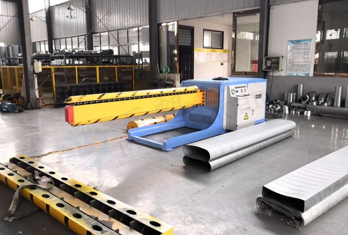 Máquina de formação de dutos ovais, ovalizador de chapas metálicas de dutos espirais, máquina de formação de dutos redondos planos